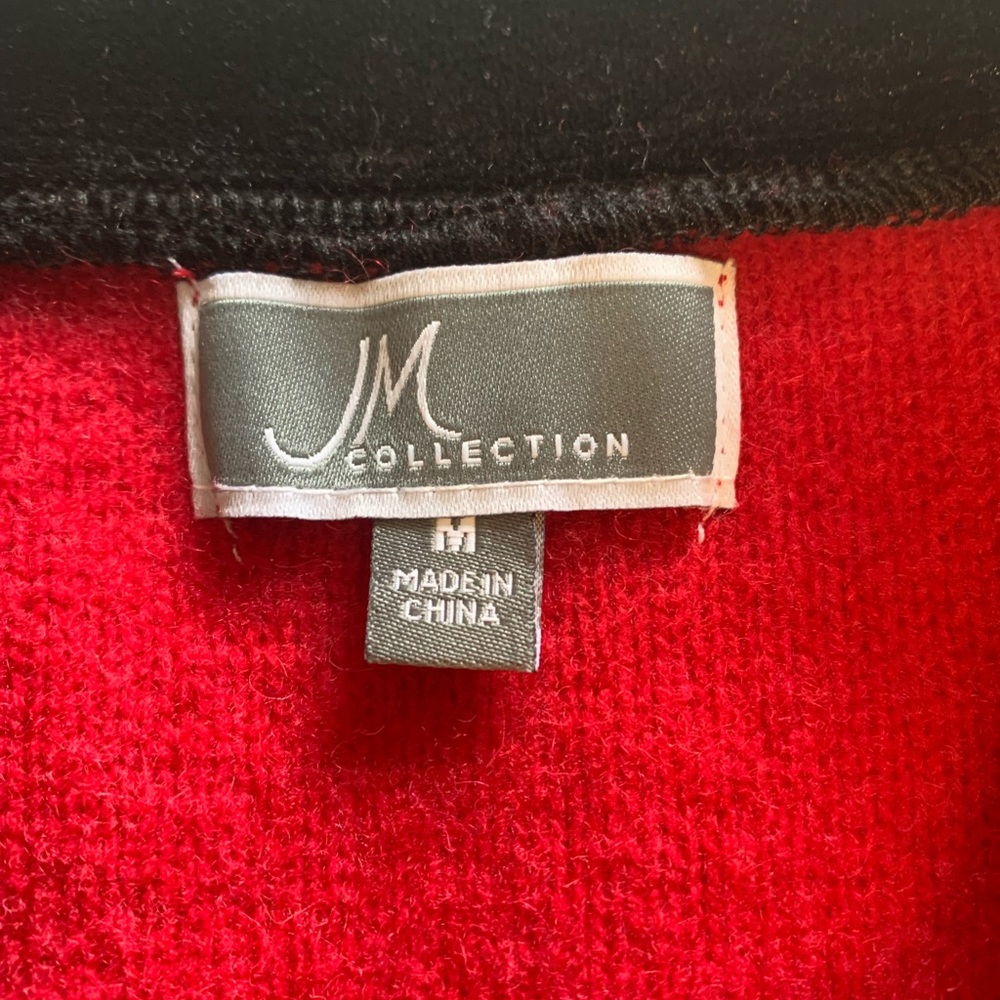 Red Wool Jacket with Brooch Button Closure - Picture 4 of 4